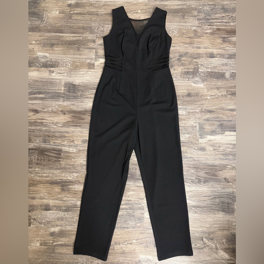 Alexa B Nites Women’s Black Cocktail Sleeveless Jumpsuit With Mesh Inserts Sz 10